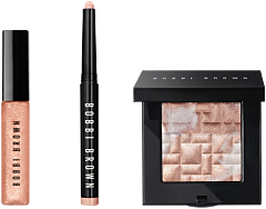 Bobbi Brown Illuminating Essentials Set = Long-Wear Cream Shadow Stick 1.6 g + Crushed Oil Infused Gloss 4 ml + Highlighting Powder Pink Glow 8 g