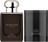 Jo Malone Christmas Cologne Intense Duo Collection = Oud & Bergamot Cologne Intense Spray 50ml + Myrrh & Tonka Candle